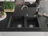 Mexen Tomas 2-miskový granitový dřez 800 x 500 mm, Černá, Náhled obrázku produktu 3