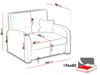 A diagram showing the dimensions of a sofa bed. Náhled obrázku produktu