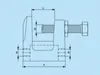 A technical drawing of a clamp with dimensions labeled. Produktbild-Vorschau