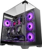 A computer case with purple LED lighting. Produktbild-Vorschau