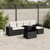 vidaXL 6-tlg. Garten-Sofagarnitur mit Kissen Schwarz Poly Produktbild-Vorschau 2