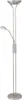 A silver floor lamp with two lights on a white background. Produktbild-Vorschau