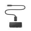 A black USB-C hub with multiple ports and a connected USB-C cable is shown against a white background. Voir les images du produit