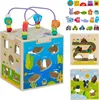 Relaxdays Motorikwürfel, Holz, Design B, Kinder ab 3 Produktbild-Vorschau 1