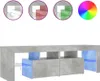 A concrete-effect TV stand with blue LED lighting. Produktbild-Vorschau