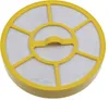 A round, yellow and white vacuum cleaner filter is shown from a top-down angle. Produktbild-Vorschau