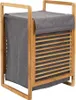 A laundry basket made of bamboo and gray fabric. Náhľad obrázku produktu