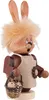 A wooden Easter bunny figurine holding a basket of eggs. Produktbild-Vorschau