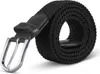 A black braided elastic belt is coiled on a white background. Produktbild-Vorschau