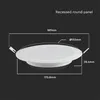 A diagram showing the dimensions of a recessed round LED panel light. Produktbild-Vorschau