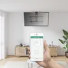 A hand holding a smartphone with a TV remote app open, in front of a motorized TV ceiling mount. Anteprima dell’immagine prodotto