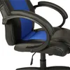 Close-up of a black and blue racing-style office chair. Produktbild-Vorschau