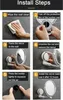 A step-by-step guide showing how to install a wall-mounted mirror. Produktbild-Vorschau