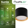 LUMILED Aufbauspot GX53 Fassung Schwarz Holz Akzent Feste Produktbild-Vorschau 2