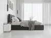 A modern bedroom with a bed and curtains. Produktbild-Vorschau
