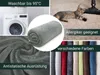 A collage of images showcasing a gray fleece blanket with various features and color options. Produktbild-Vorschau