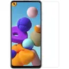 A screen protector is shown placed over a smartphone screen displaying a colorful abstract wallpaper. Produktbild-Vorschau