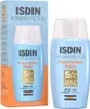 A product shot of ISDIN Fotoprotector Fusion Water Magic sunscreen and its packaging. Produktbild-Vorschau