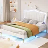 A child's bedroom with a white bed, decorated with a crown on the headboard and LED lights. Anteprima dell’immagine prodotto