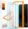 A product shot of a Spigen screen protector kit for a Google Pixel 8 Pro, including the screen protectors, an alignment tool, and the phone itself. Podgląd zdjęcia produktu