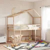 Hochbett mit Leiter und Dach 80x200 cm Massivholz Kiefer Produktbild-Vorschau 3