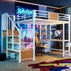 MODFU Hochbett 140 × 200 mit Matratze,Jugendbett mit LED Produktbild-Vorschau 1