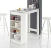 Bartisch Stehtisch MOJITO Weiß Platte Beton Optik mit seitlichem Regal Produktbild-Vorschau