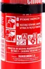 Close-up of a red fire extinguisher with instructions and safety symbols. Produktbild-Vorschau