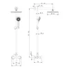 Technical drawing of a shower system with dimensions. Produktbild-Vorschau