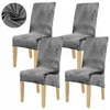 4er Pack Stuhlhussen XL Grau - Samt Stuhlbezug - Universal Produktbild-Vorschau 1