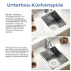 ANW HOME Unterbauspüle 37x45 cm Edelstahl Spüle 1 Becken 22 Produktbild-Vorschau 4