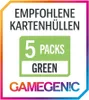 Marketing image for card sleeves, showing quantity and color. Produktbild-Vorschau