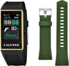 A smartwatch and two interchangeable watch straps are displayed against a white background. Produktbild-Vorschau