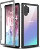 A clear product shot of a phone case with a phone inside, shown from two angles. Produktbild-Vorschau