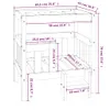 A diagram showing the dimensions of a wooden dog bed. Náhľad obrázku produktu