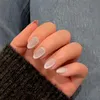 Künstliche Nägel Kurz Oval Mandel Milch Weiß Cat Eye Produktbild-Vorschau 1
