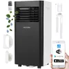 A mobile air conditioner with various accessories and a smartphone app interface shown. Voir les images du produit