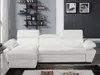 Ecksofa mit Schlaffunktion - Ecke Links - Leder - Weiß - Produktbild-Vorschau 10