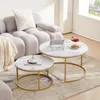 H.J WeDoo Couchtisch 2er Set mit Metallgestell Rund Produktbild-Vorschau 2