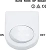 A white foot switch with a textured button is shown against a white background. The words "ON" and "OFF" are visible on either side of the switch. Regulatory symbols and text are present at the top. Produktbild-Vorschau