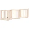 A light-colored wooden pet gate with multiple foldable sections and a door, set against a white background. Náhled obrázku produktu