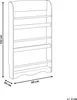 A line drawing of a wall-mounted bookshelf with dimensions indicated. Náhled obrázku produktu