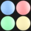 Four illuminated spheres in different colors (blue, red, green, yellow) against a black background. Náhled obrázku produktu