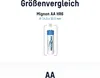 A size comparison chart for an AA battery. Produktbild-Vorschau