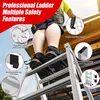 A person is using a ladder, with various features highlighted by text overlays and inset images. Anteprima dell’immagine prodotto