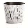 A white planter with a decorative, wavy pattern and a black inner liner, isolated on a white background. Anteprima dell’immagine prodotto