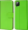 A green book-style phone case is shown from the front and back. Produktbild-Vorschau
