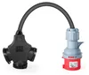 Adaptér CEE 16A 400V na 3x 230V 16A rozdělovač, gumový Náhled obrázku produktu 7
