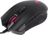 A black gaming mouse with red accents is shown against a white background. Produktbild-Vorschau