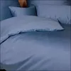 A close-up view of blue bedding, including a duvet and pillows. Produktbild-Vorschau